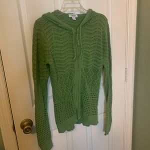 green knit hooded coverup